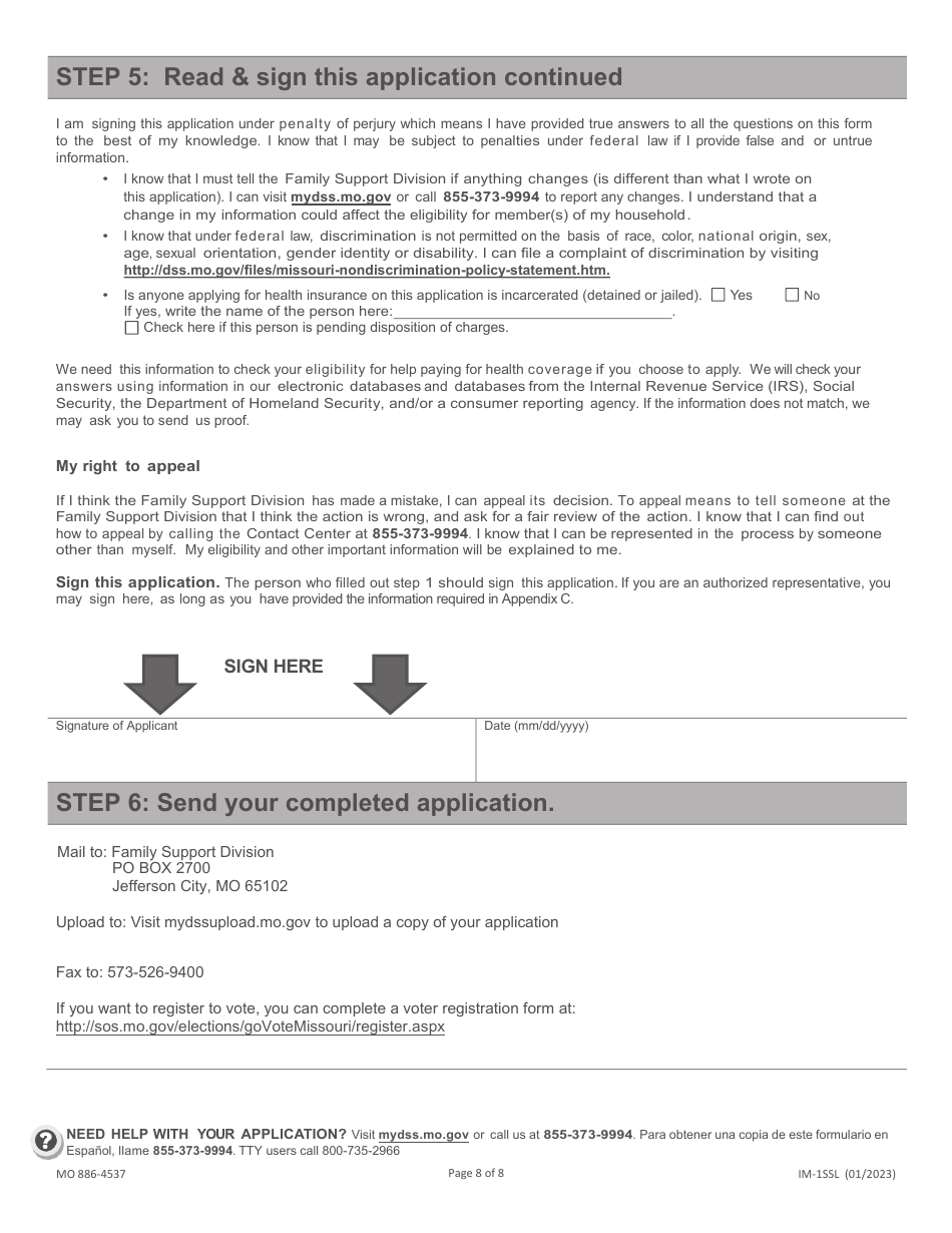 Form MO886-4537 (IM-1SSL) Application for Health Coverage  Help Paying Costs - Missouri, Page 9