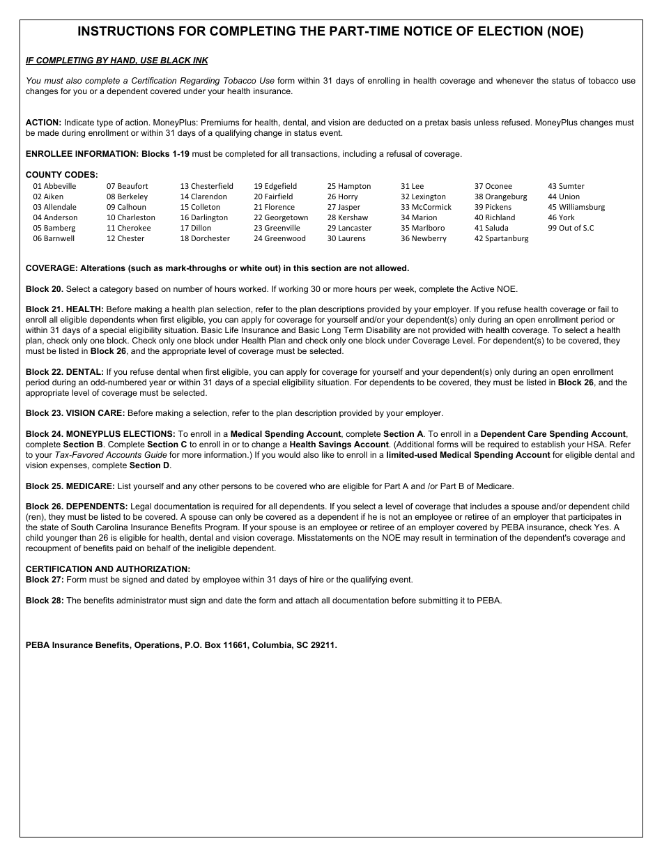Part-Time Notice of Election (Noe) - South Carolina, Page 3