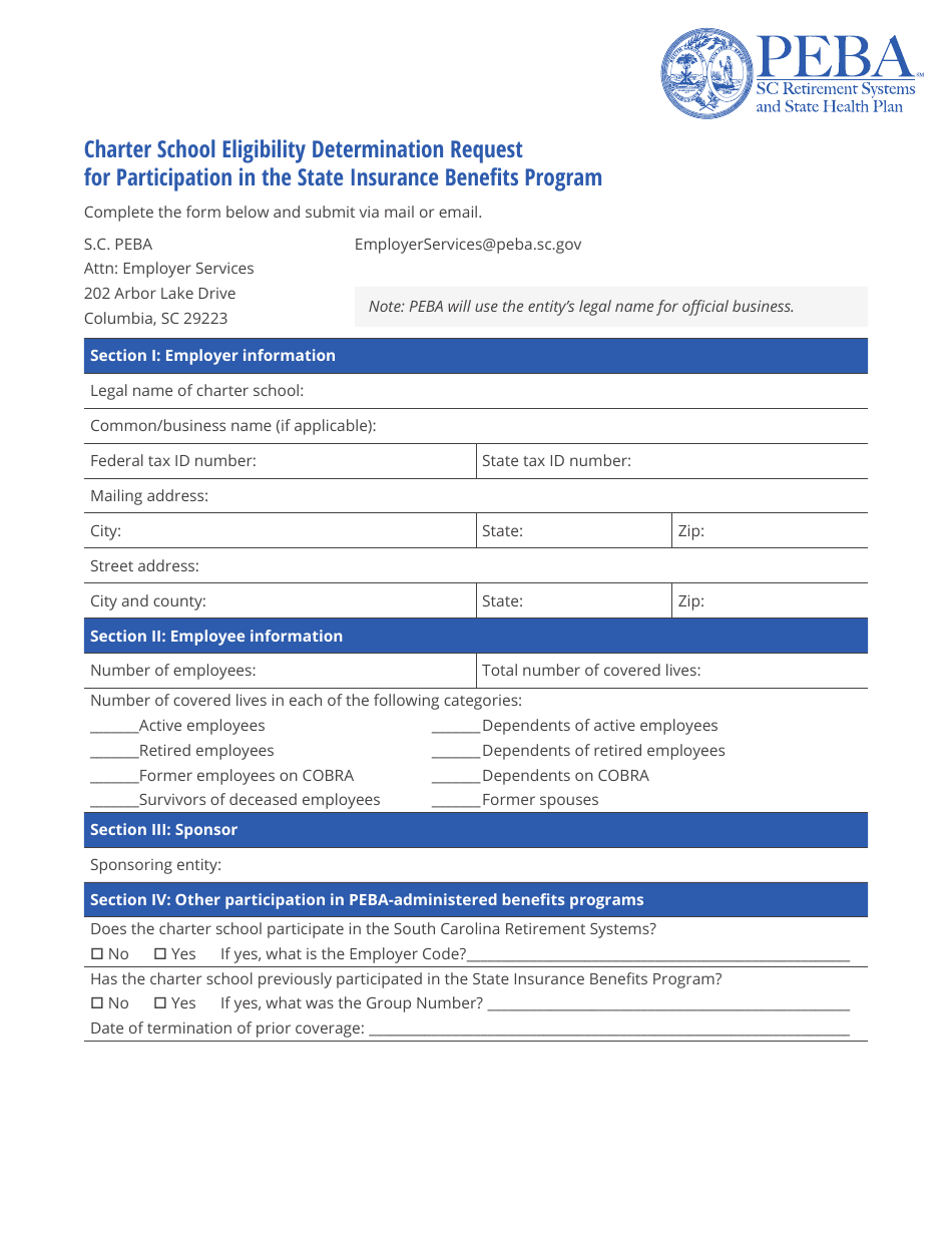 South Carolina Charter School Eligibility Determination Request For Participation In The State 0938