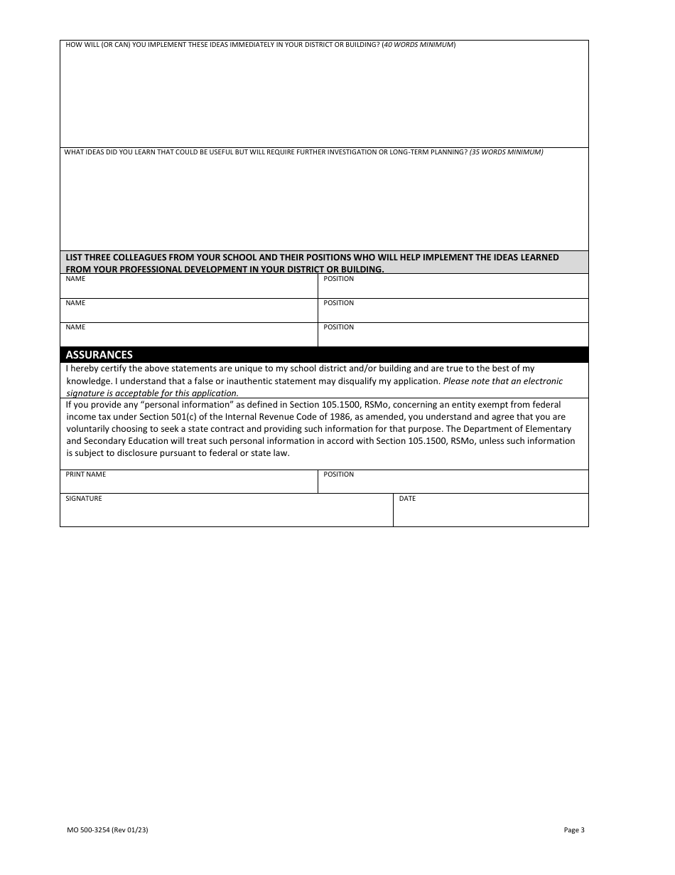 Form MO500-3254 Purple Star Designation Application - Missouri, Page 3