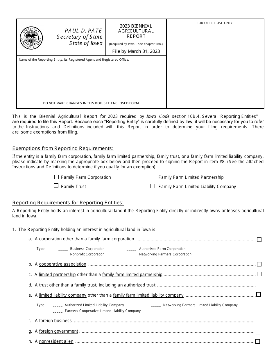 Biennial Agricultura Report - Iowa, Page 1