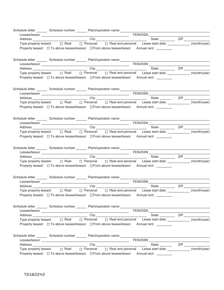 Form PT-300Z Schedule Z Lease Schedule - South Carolina, Page 2