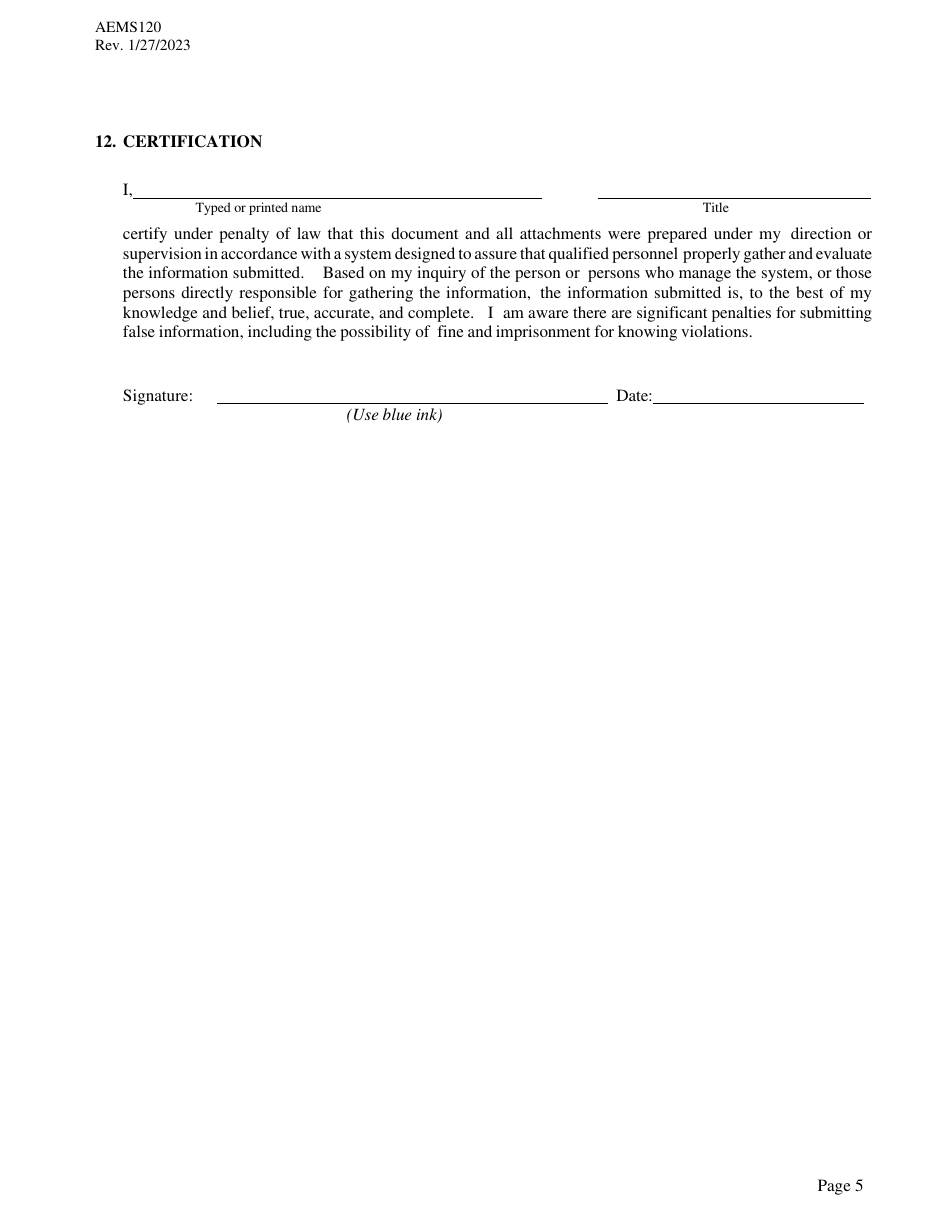 Form AEMS120 Annual Report for Agpdes Concentrated Animal Feeding Operations - Oklahoma, Page 5