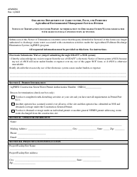Form AEMS094 Notice of Termination (Not) for Permit Authorization to Discharge Storm Water Associated With Agricultural Construction Activities - Oklahoma