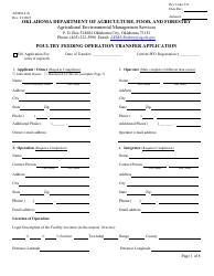 Form AEMS141A Poultry Feeding Operation Transfer Application - Oklahoma