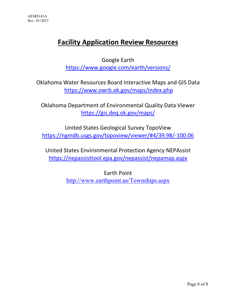Form AEMS141A Poultry Feeding Operation Transfer Application - Oklahoma, Page 8