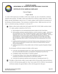 Form 25D-151 Certificate of Buy American Compliance - Alaska