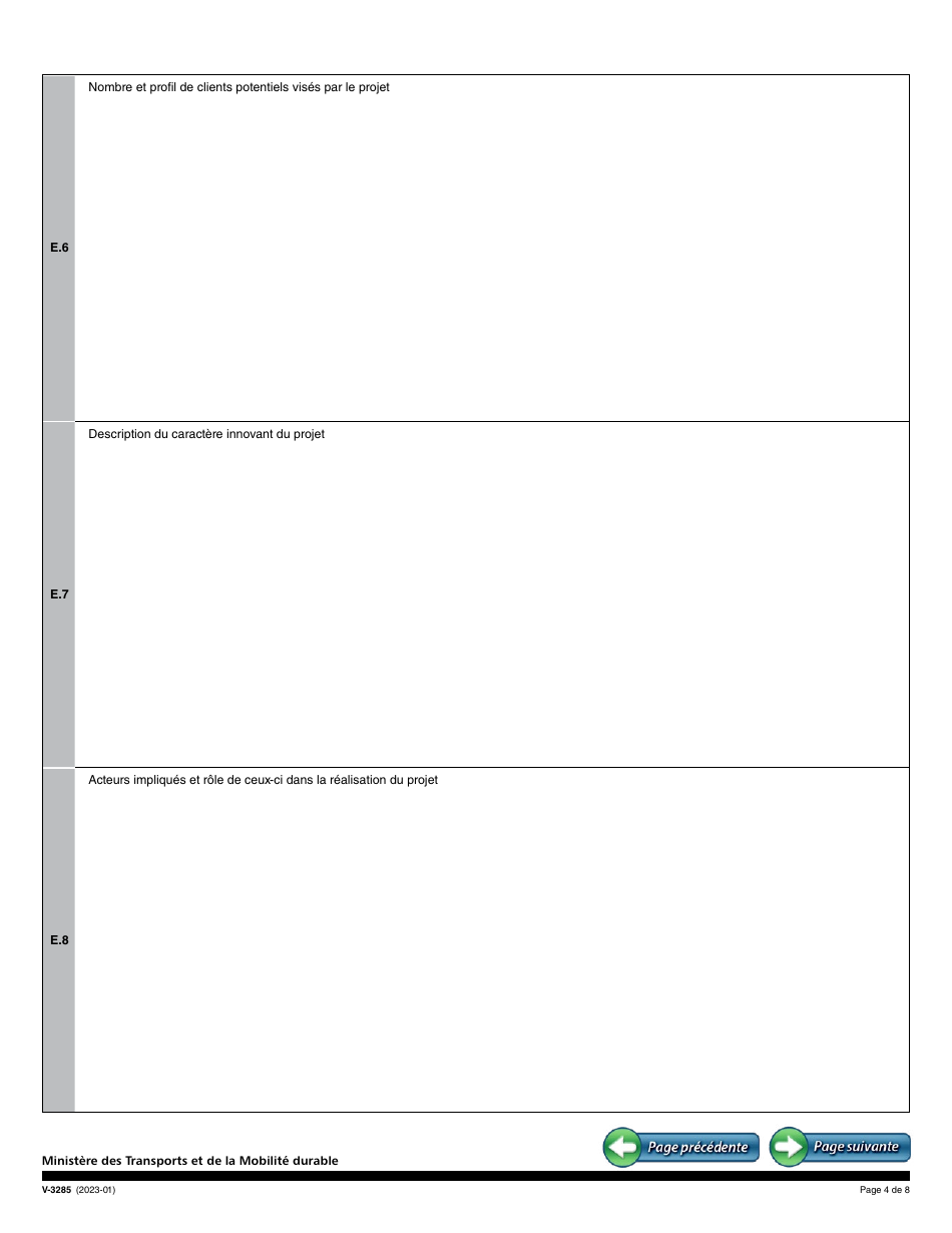 Forme V-3285 Demande Daide Financiere - Programme Daide Financiere Aux Activites De Sensibilisation a La Mobilite Durable Mobilisactions - Quebec, Canada (French), Page 4