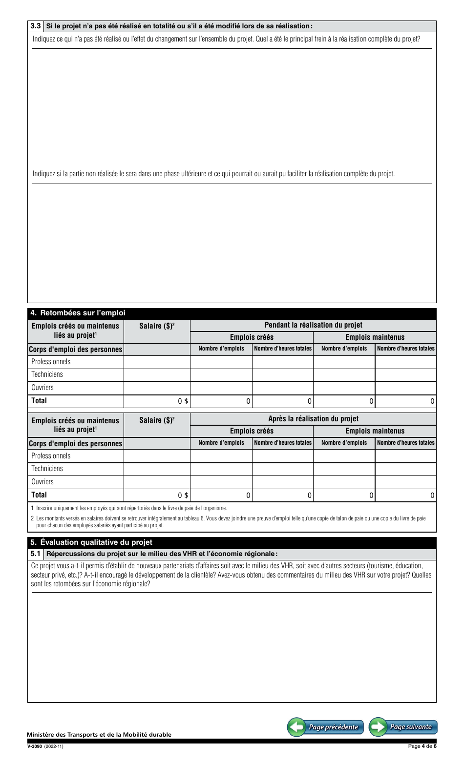 Forme V-3090 Rapport Final - Programme Daide Financiere Aux Vehicules Hors Route - Quebec, Canada (French), Page 4