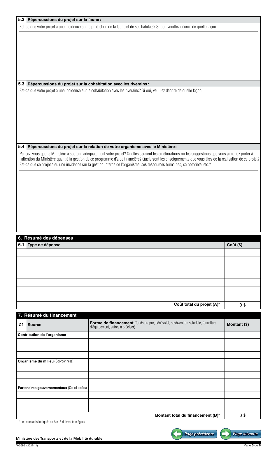 Forme V-3090 Rapport Final - Programme Daide Financiere Aux Vehicules Hors Route - Quebec, Canada (French), Page 5