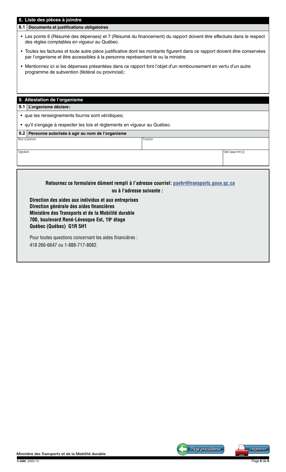 Forme V-3090 Rapport Final - Programme Daide Financiere Aux Vehicules Hors Route - Quebec, Canada (French), Page 6