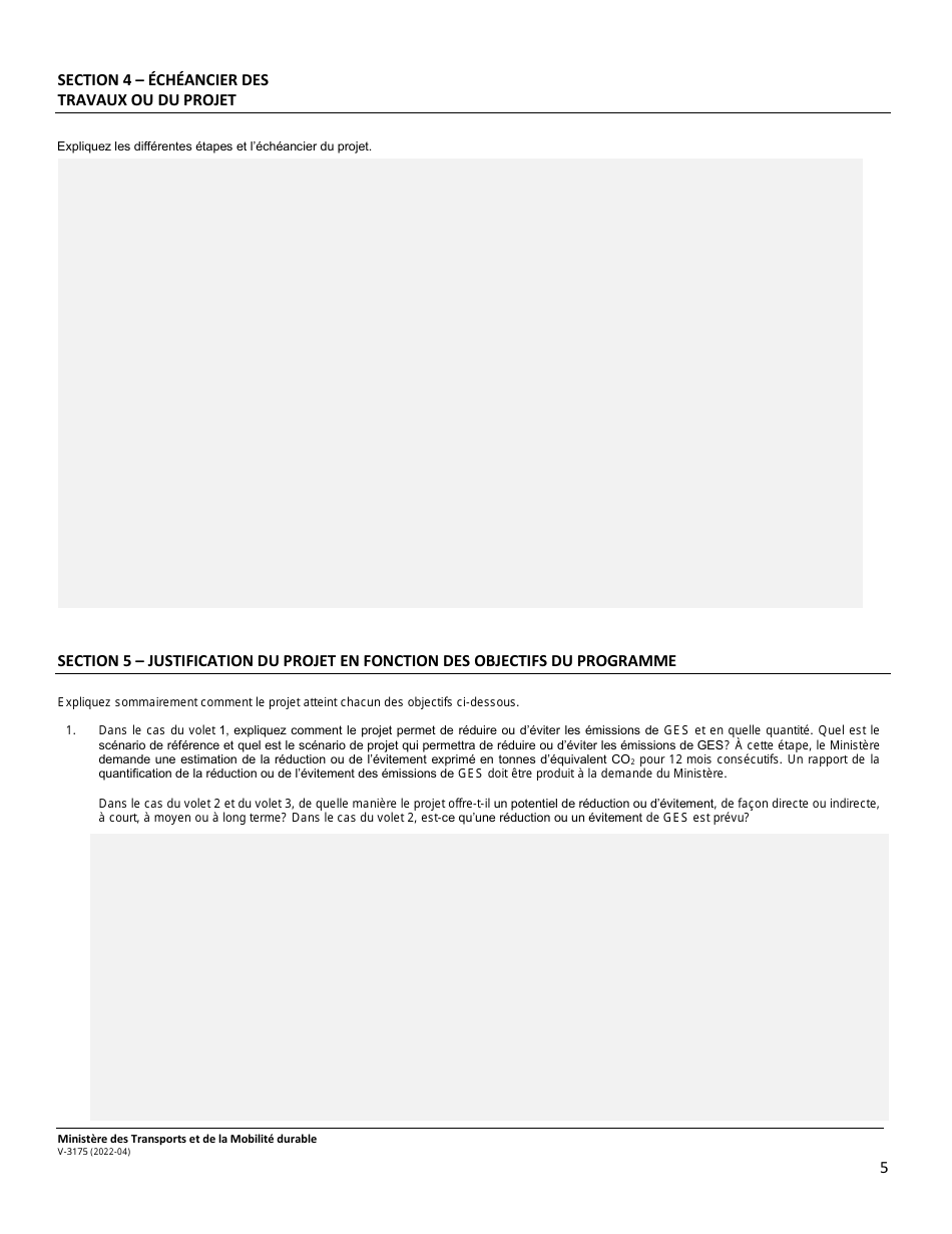 Forme V-3175 Programme En Efficacite Du Transport Maritime, Aerien Et Ferroviaire (Petmaf) - Quebec, Canada (French), Page 5
