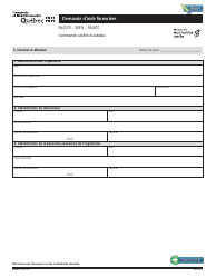 Document preview: Forme V-3007 Demande D'aide Financiere - Quebec, Canada (French)