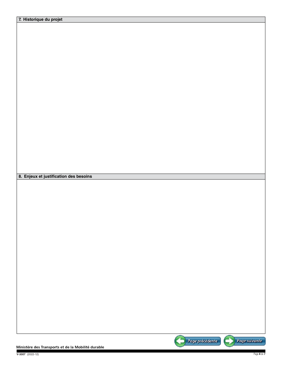 Forme V-3007 Demande Daide Financiere - Quebec, Canada (French), Page 4