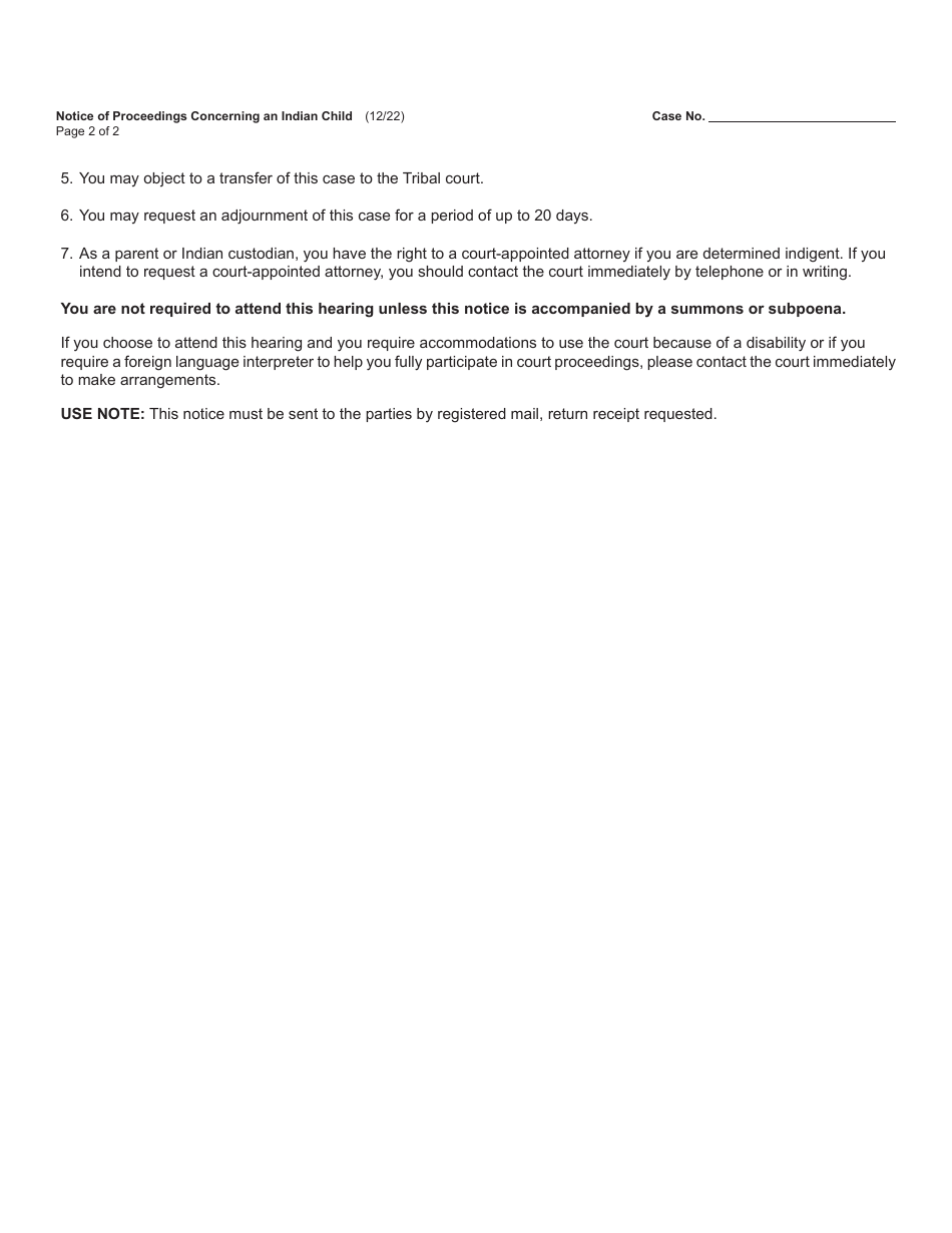 Form JC48 Notice of Proceedings Concerning an Indian Child - Michigan, Page 4