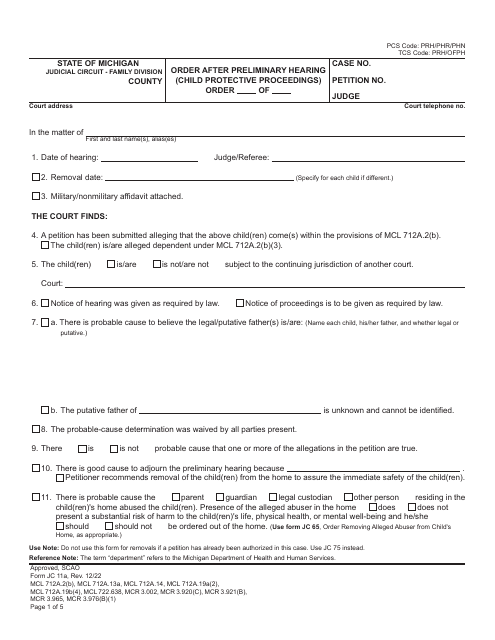 Form JC11A  Printable Pdf