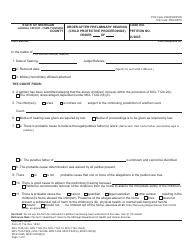 Form JC11A Order After Preliminary Hearing (Child Protective Proceedings) - Michigan