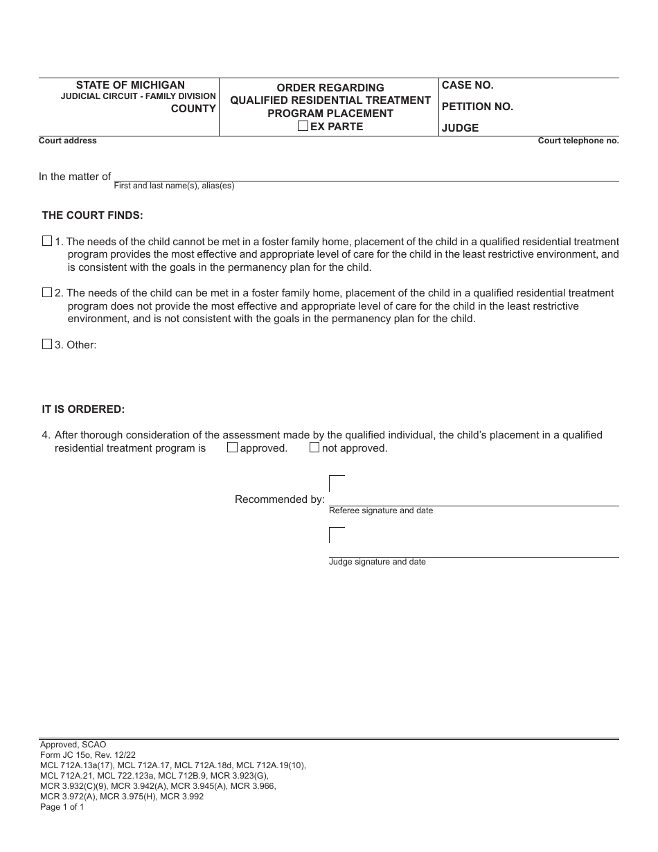 Form Jc15o Download Fillable Pdf Or Fill Online Order Regarding 