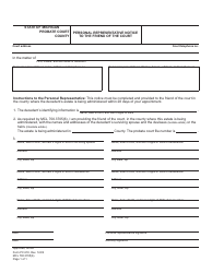 Document preview: Form PC618 Personal Representative Notice to the Friend of the Court - Michigan