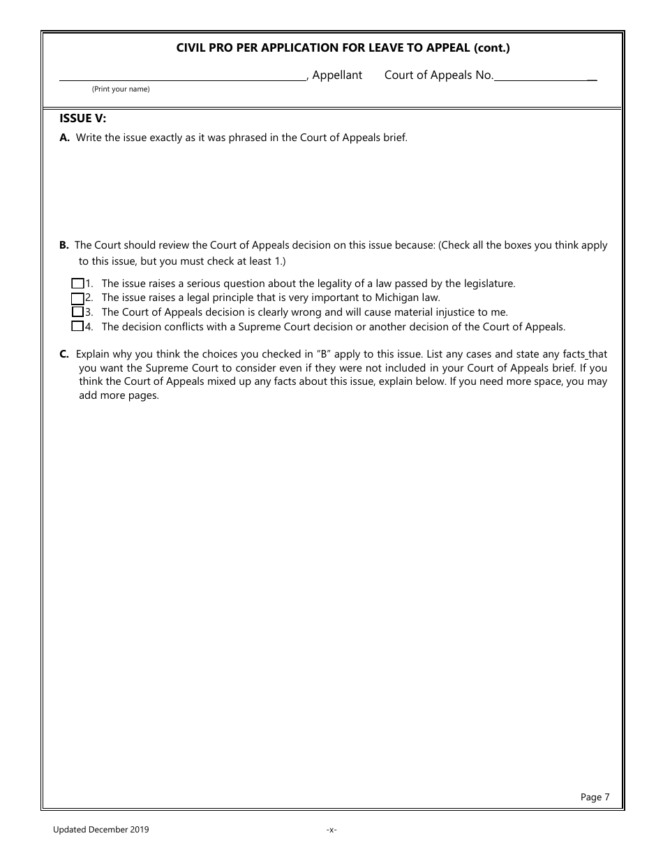 Pro Per Application for Leave to Appeal in a Civil Case - Michigan, Page 10