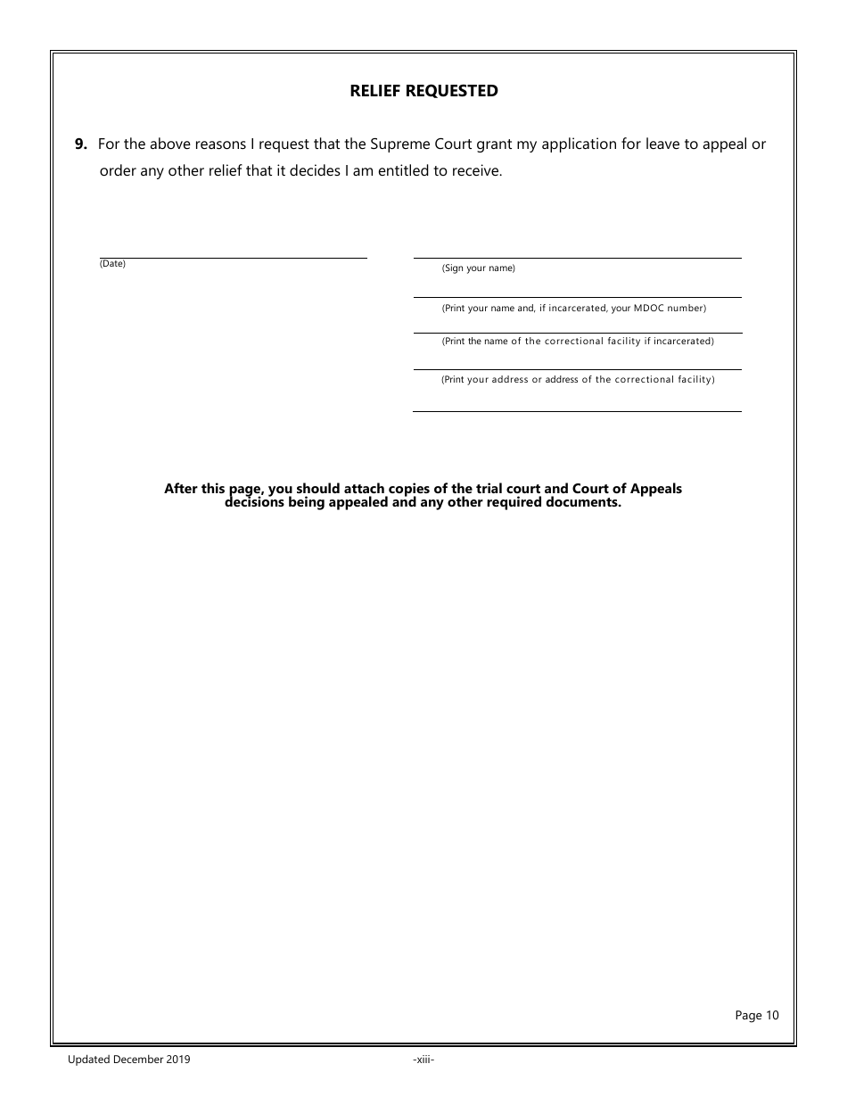 Pro Per Application for Leave to Appeal in a Civil Case - Michigan, Page 13