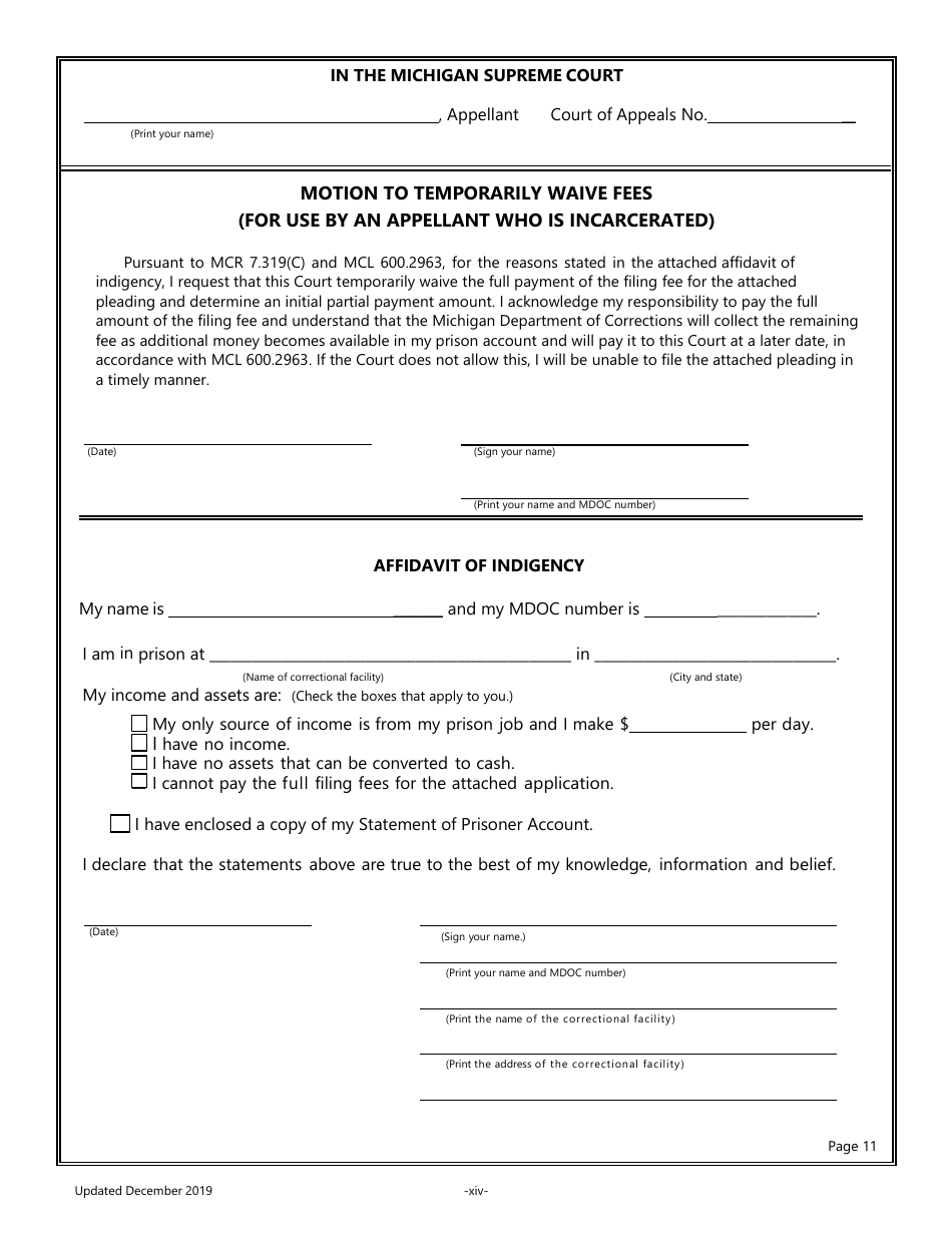 Pro Per Application for Leave to Appeal in a Civil Case - Michigan, Page 14