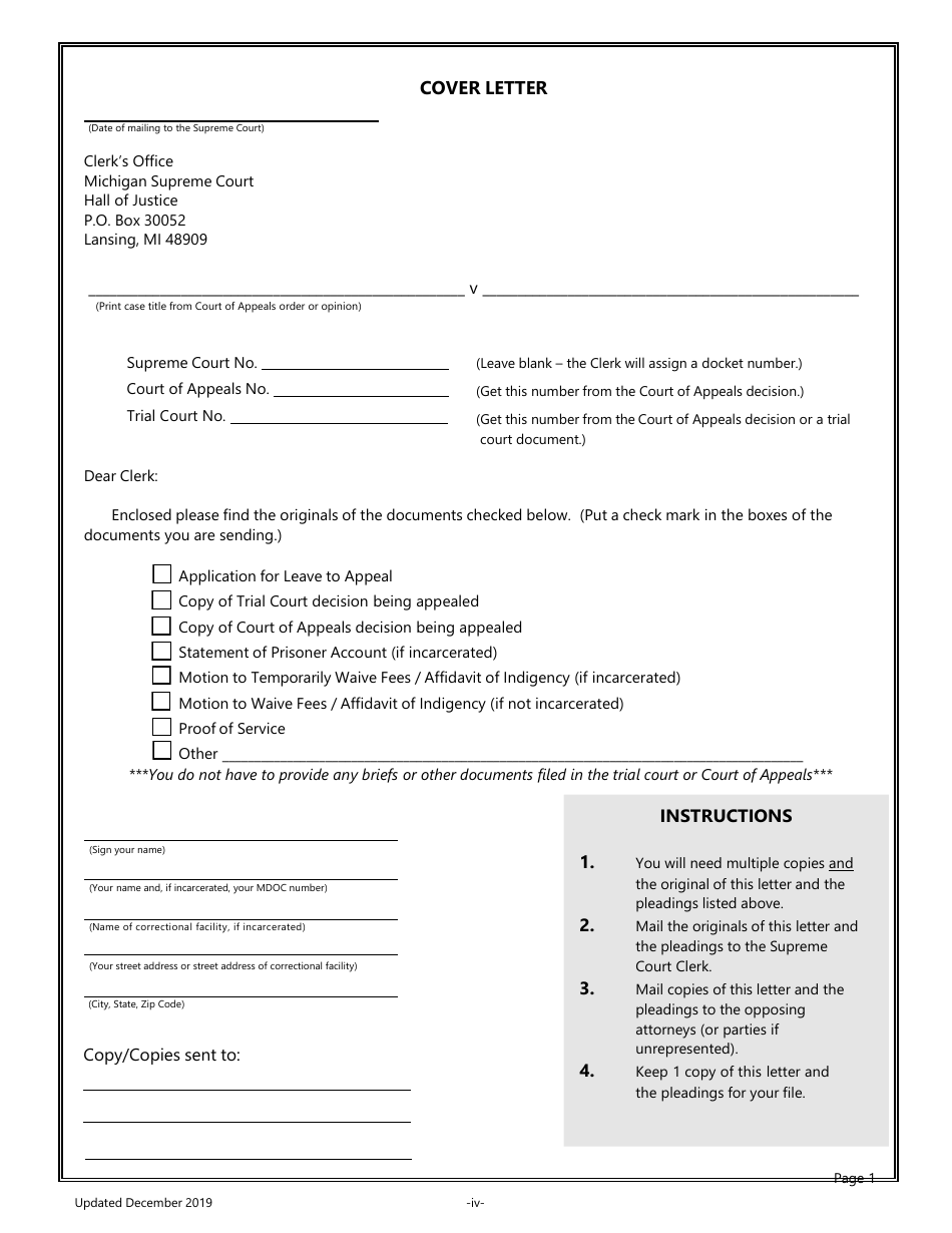 Pro Per Application for Leave to Appeal in a Civil Case - Michigan, Page 4