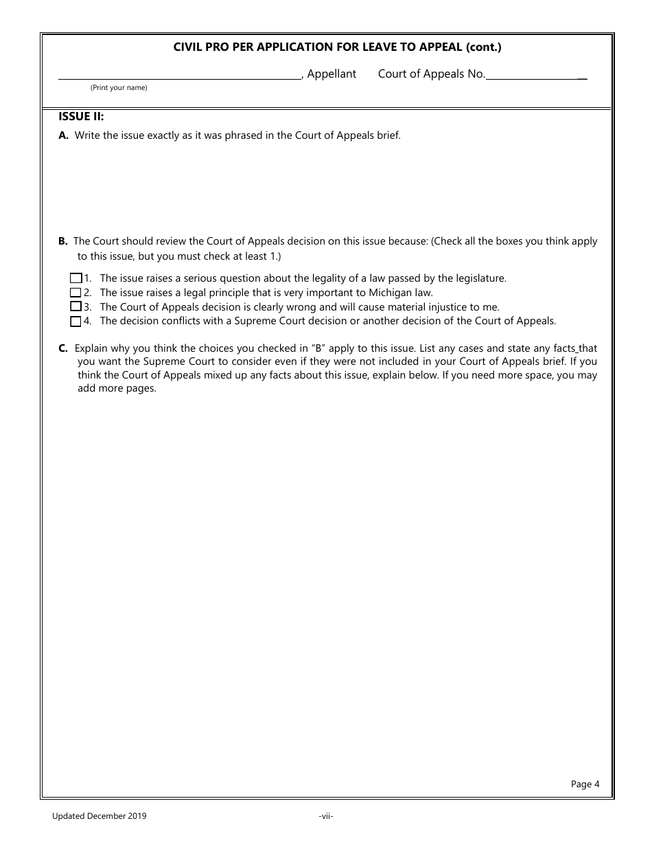 Pro Per Application for Leave to Appeal in a Civil Case - Michigan, Page 7