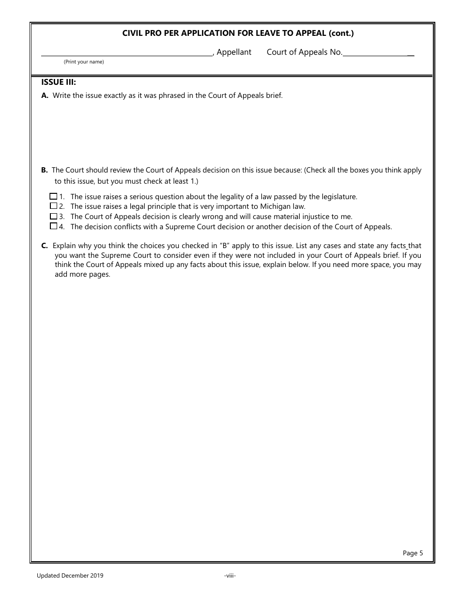 Pro Per Application for Leave to Appeal in a Civil Case - Michigan, Page 8