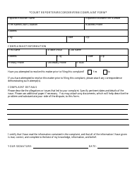 Court Reporter/Recorder/Firm Complaint Form - Michigan, Page 2