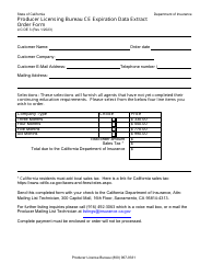 Document preview: Form LIC DE3 Producer Licensing Bureau Ce Expiration Data Extract Order Form - California