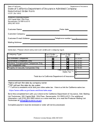 Document preview: Form LIC DE1 Admitted Company Data Extract Order Form - California