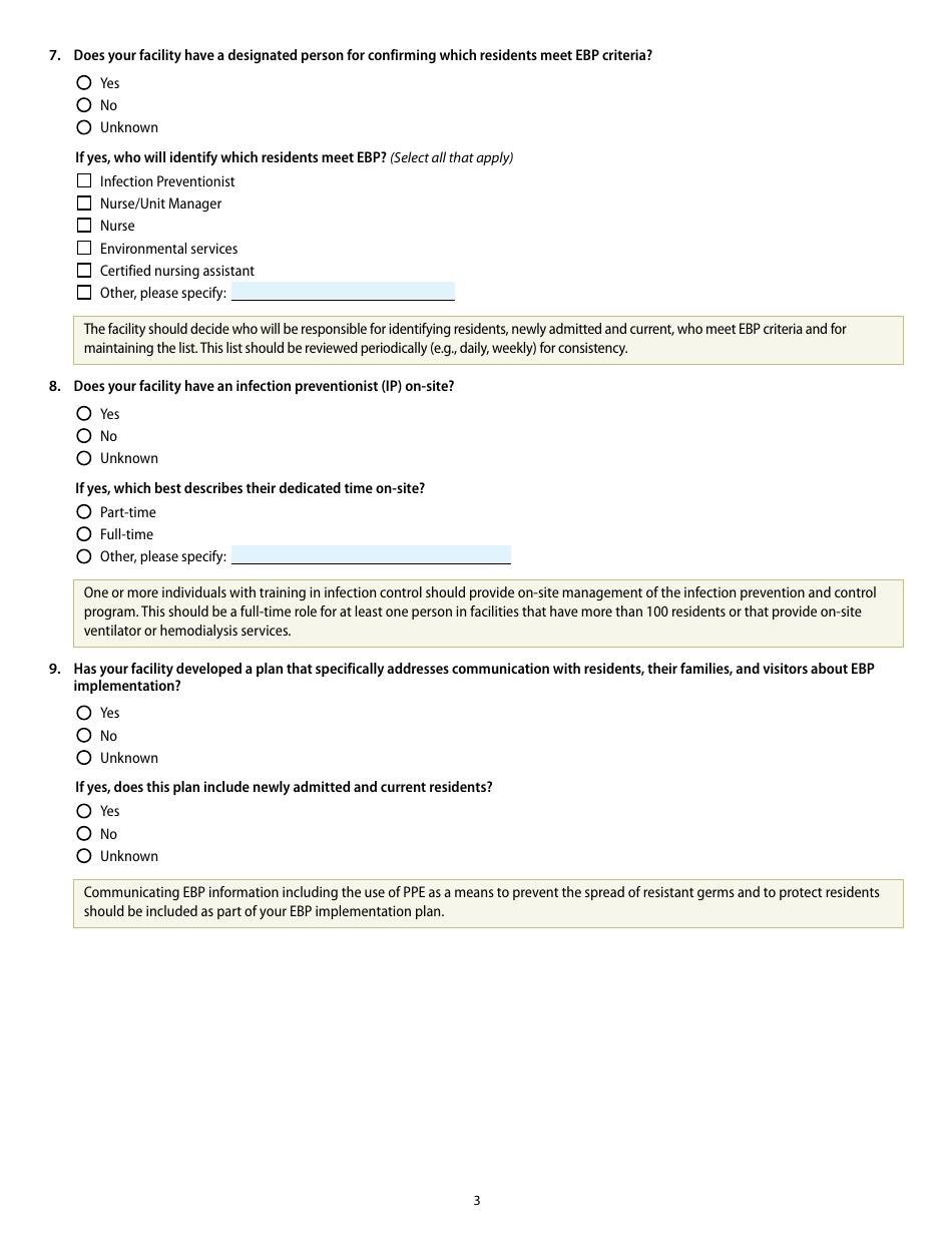 Form CS336344-C Pre-implementation Tool - Enhanced Barrier Precautions (Ebp) (For Use in Skilled Nursing Facilities / Nursing Homes Only), Page 3