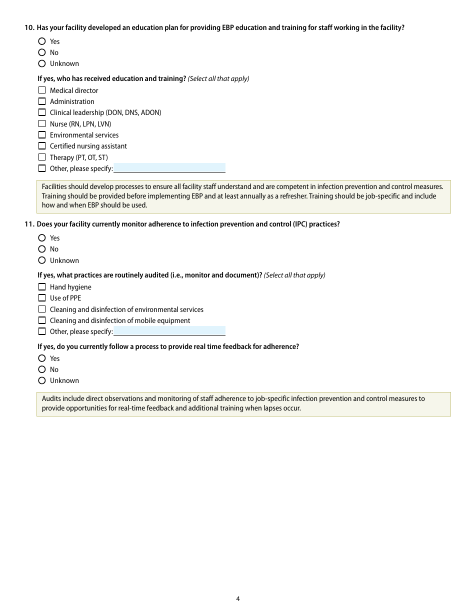 Form CS336344-C Pre-implementation Tool - Enhanced Barrier Precautions (Ebp) (For Use in Skilled Nursing Facilities / Nursing Homes Only), Page 4