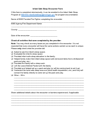 Document preview: Infant Safe Sleep Encounter Form - Michigan