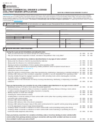 Document preview: Form DL-398 Military Commercial Driver's License (Cdl) Test Waiver Application - Pennsylvania