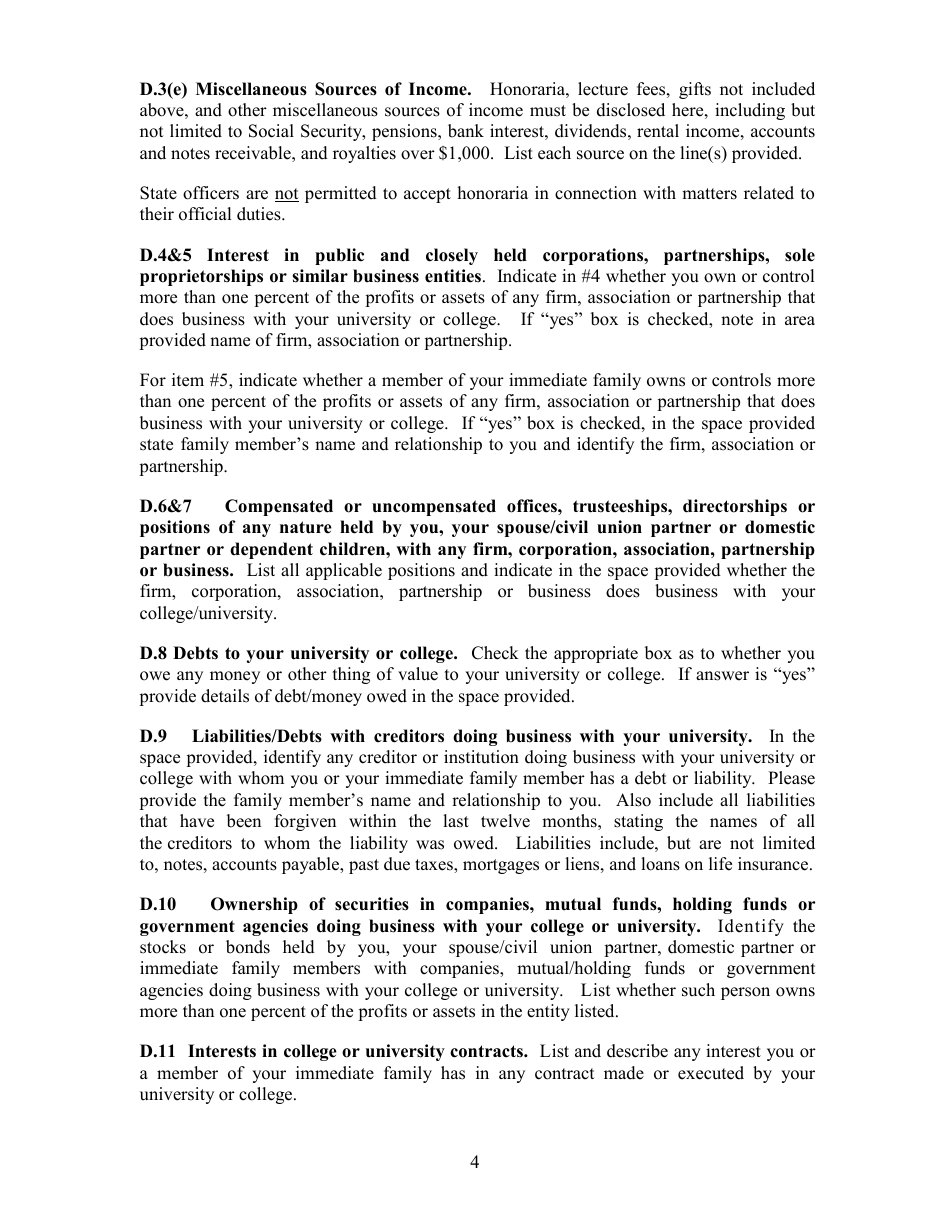 Instructions for Conflict of Interest Form - New Jersey, Page 4
