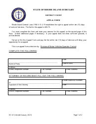 Document preview: Form DC-41 Appeal Form - Division of Motor Vehicles Operator Control - Rhode Island