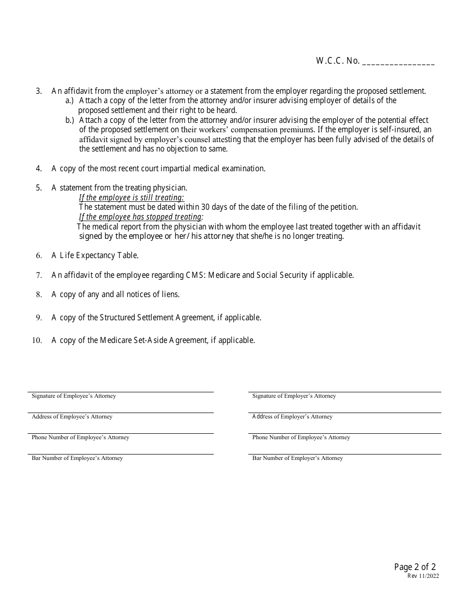 Attorney Worksheet for medicals Open Lump Sum or Structured-type Settlements Where Medical Payments Will Continue - Rhode Island, Page 2