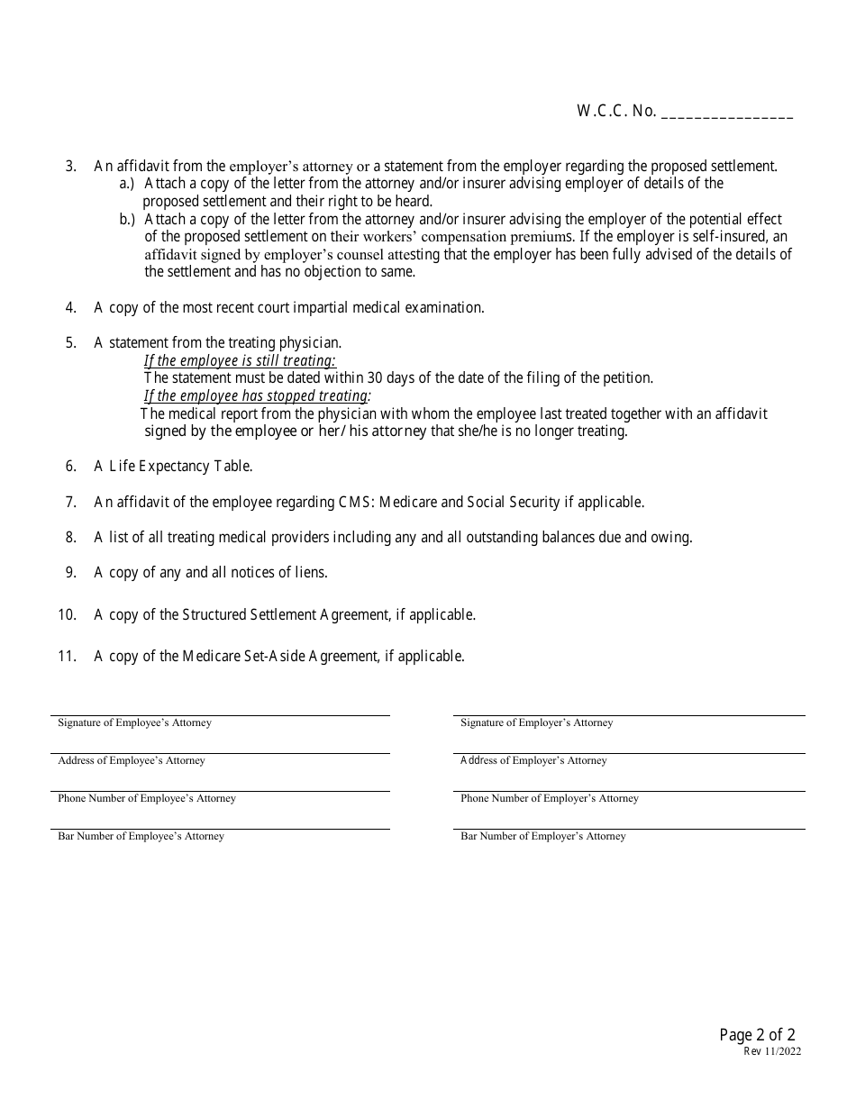 Attorney Worksheet for Lump Sum or Structured-type Settlements - Rhode Island, Page 2