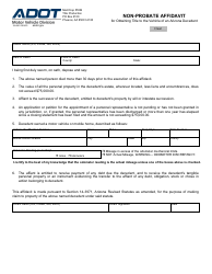 Document preview: Form 32-6901 Non-probate Affidavit for Obtaining Title to the Vehicle of an Arizona Decedent - Arizona