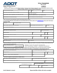 Document preview: Form 38-1306 Title Transfer Bill of Sale - Arizona