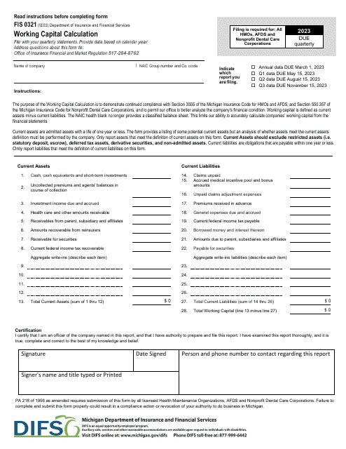 Form FIS0321 2023 Printable Pdf