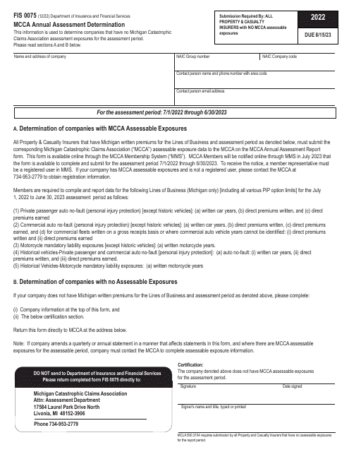 Form FIS0075 2023 Printable Pdf