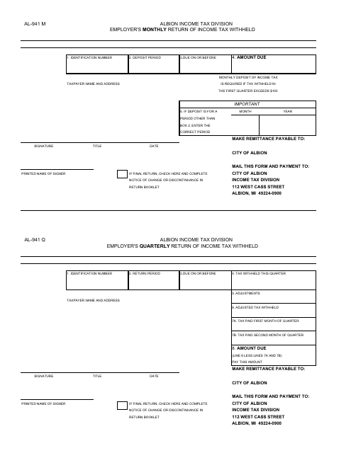 Form AL-941  Printable Pdf