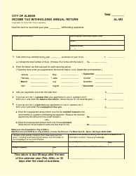 Document preview: Form AL-W3 Income Tax Withholding Annual Return - City of Albion, Michigan
