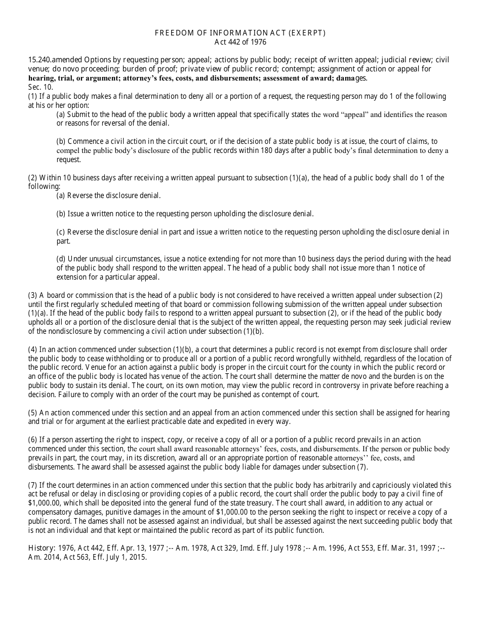 Foia Appeal Form - to Appeal a Denial of Records - City of Albion, Michigan, Page 2