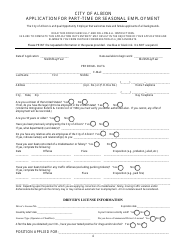 Document preview: Application for Part-Time or Seasonal Employment - City of Albion, Michigan