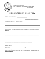 Document preview: Incident/Accident Report Form - City of Albion, Michigan