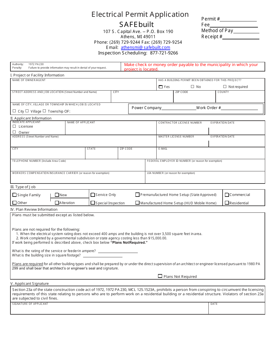 Safebuilt Electrical Permit Application - City of Albion, Michigan, Page 1